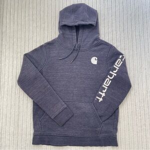 Carharrt Women’s Sleeve Logo Relaxed Fit Thermal Lined Hoodie